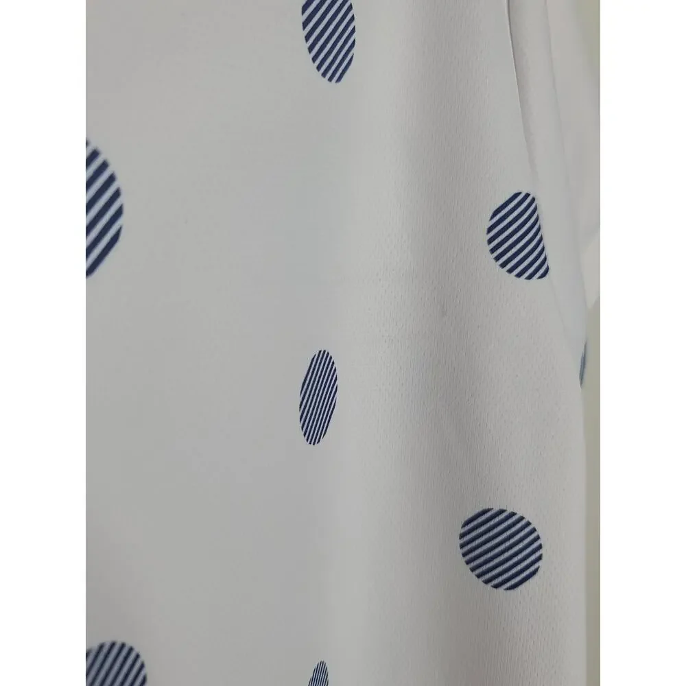 Nike Golf Tour Dri-Fit white blue polka dot short sleeve polo shirt - large